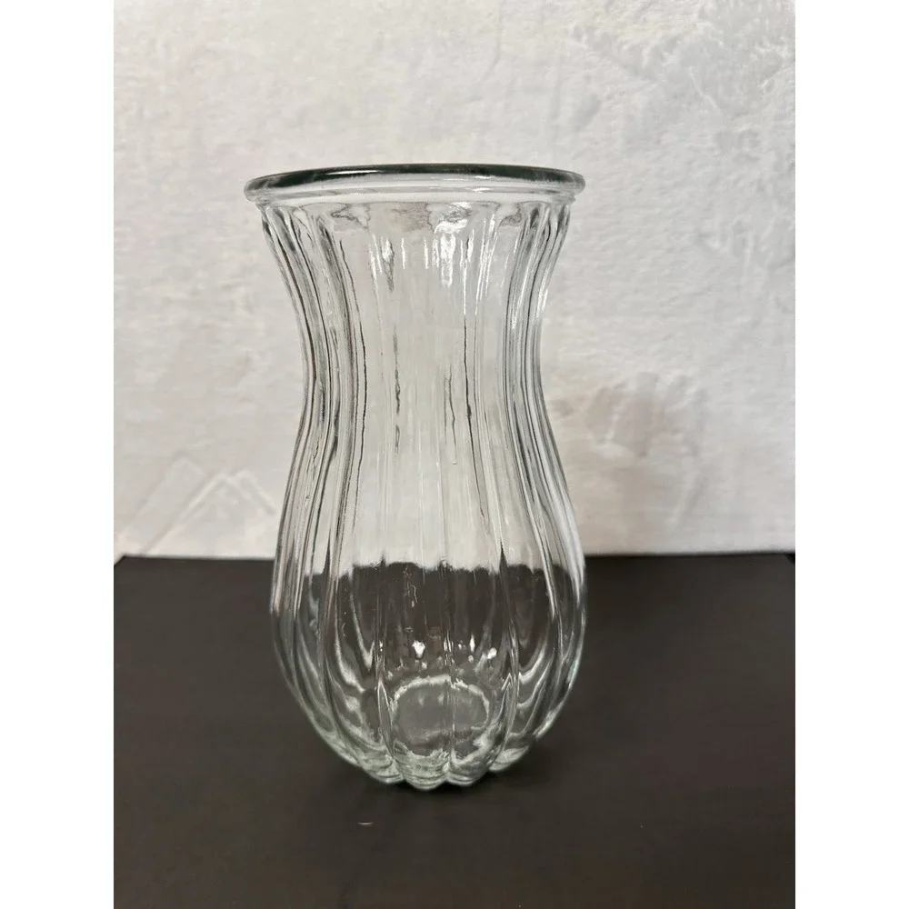 Clear Glass Floral Flower Vase  